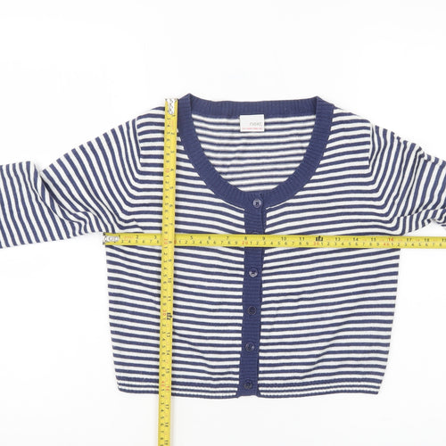 Next Girls Blue Striped Cardigan Jumper 11-12 Years Long Sleeve Knitwear