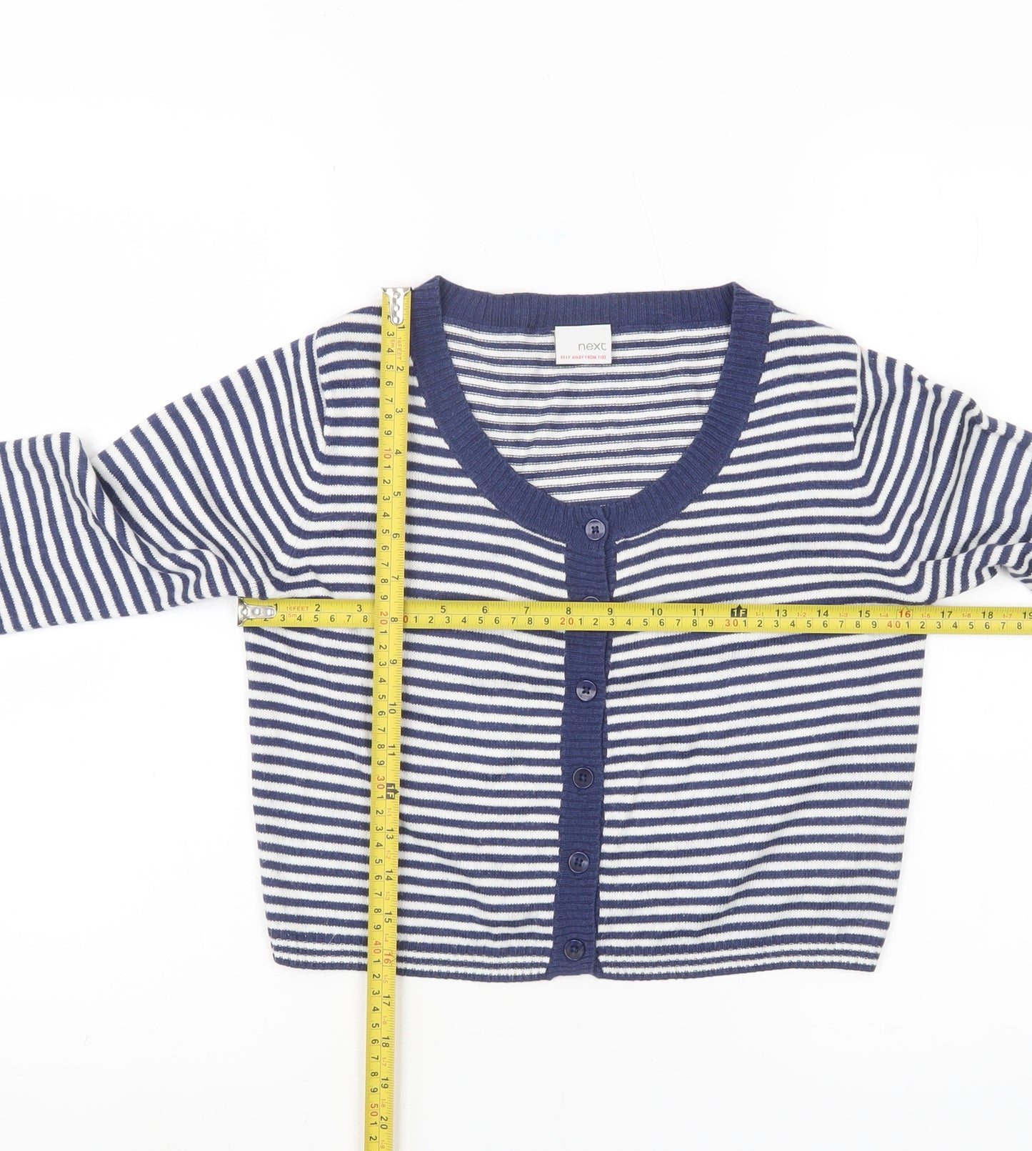 Next Girls Blue Striped Cardigan Jumper 11-12 Years Long Sleeve Knitwear