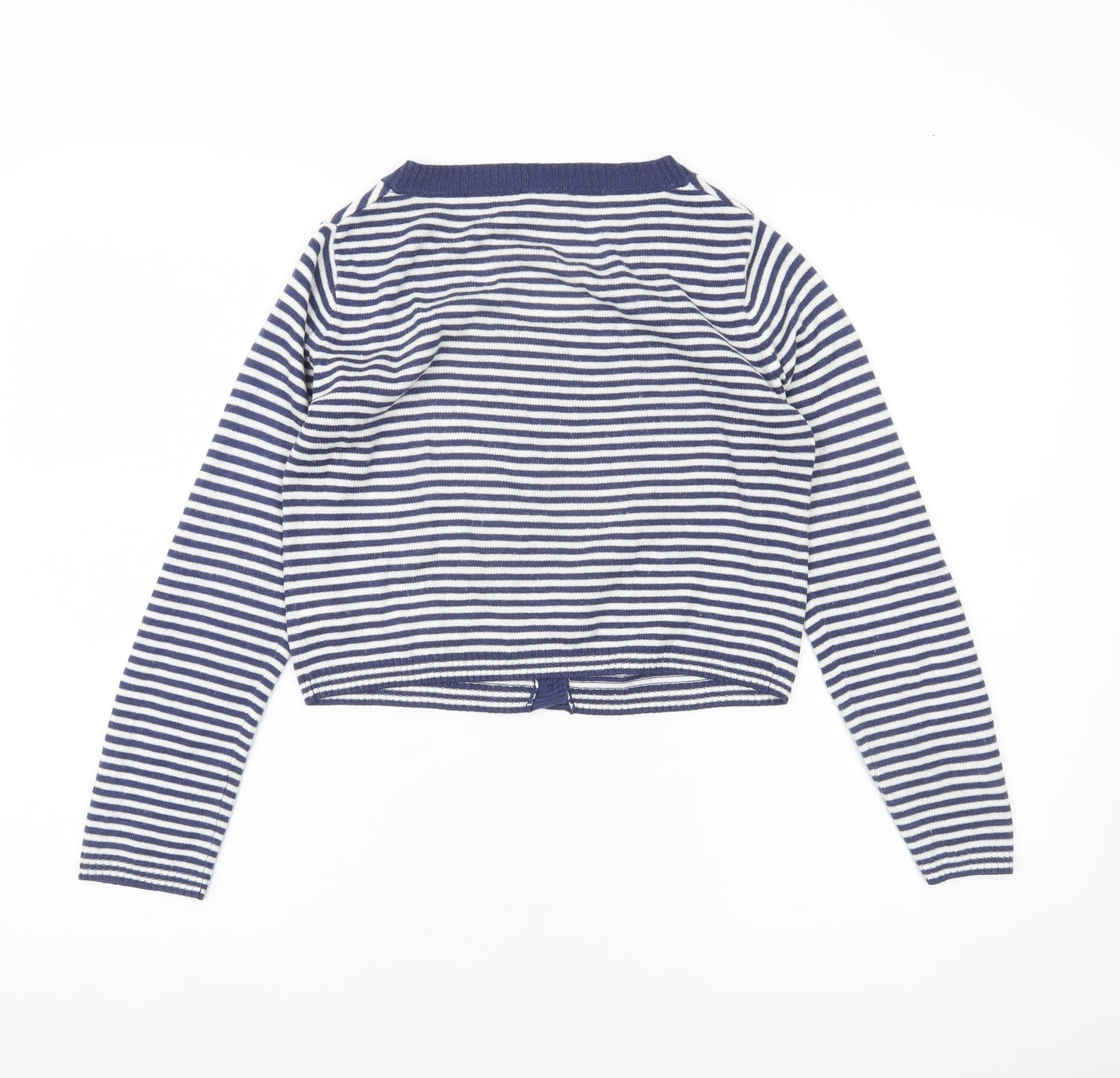 Next Girls Blue Striped Cardigan Jumper 11-12 Years Long Sleeve Knitwear