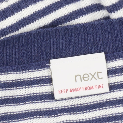 Next Girls Blue Striped Cardigan Jumper 11-12 Years Long Sleeve Knitwear
