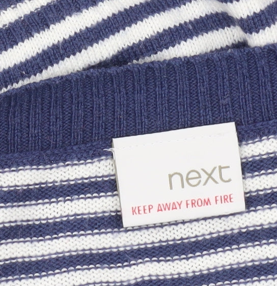 Next Girls Blue Striped Cardigan Jumper 11-12 Years Long Sleeve Knitwear