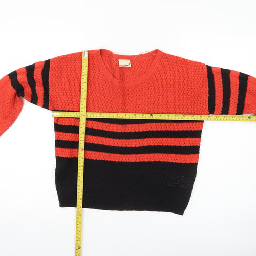 Vila Women Red Black Striped Knit Pullover Jumper Size S