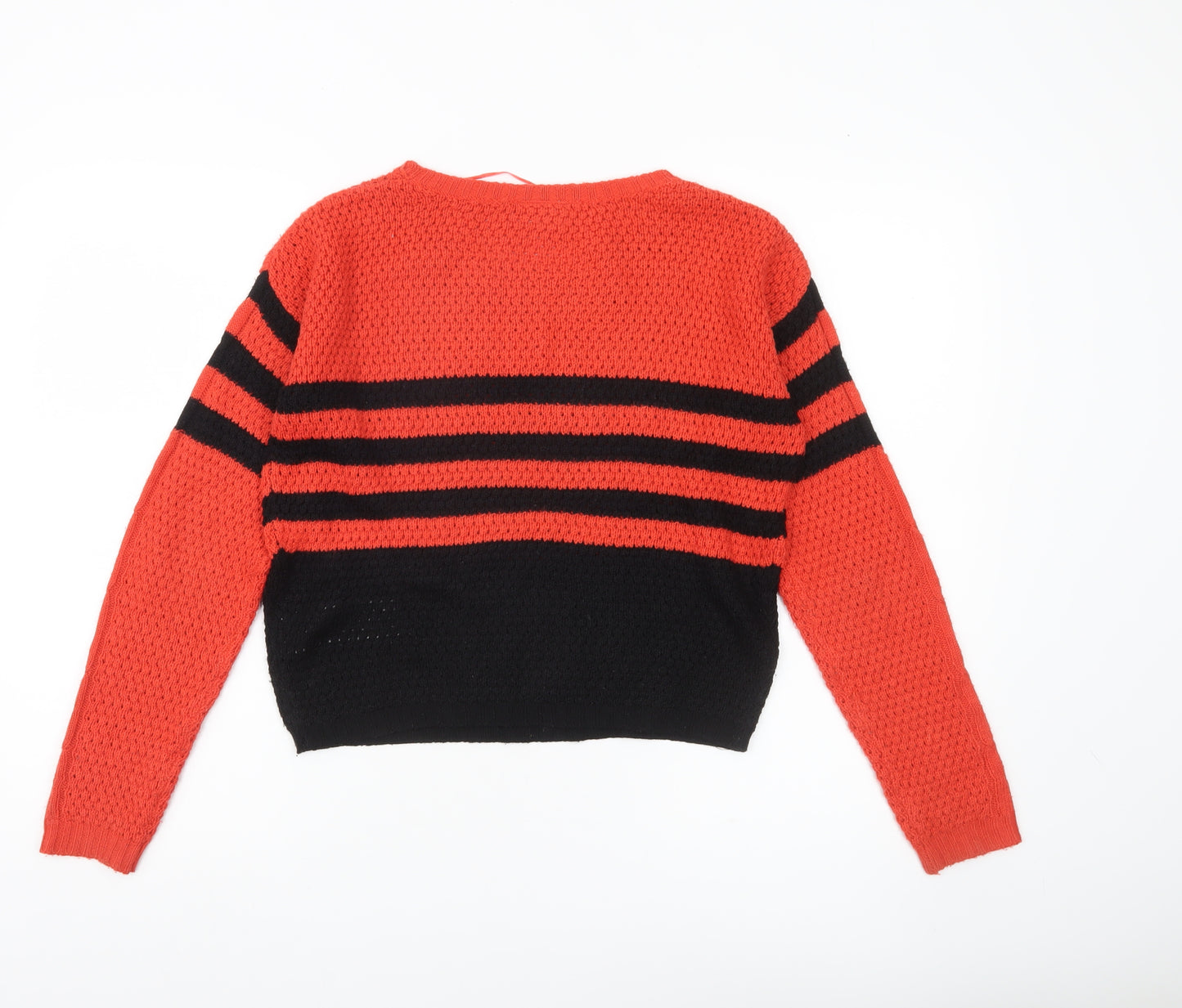 Vila Women Red Black Striped Knit Pullover Jumper Size S