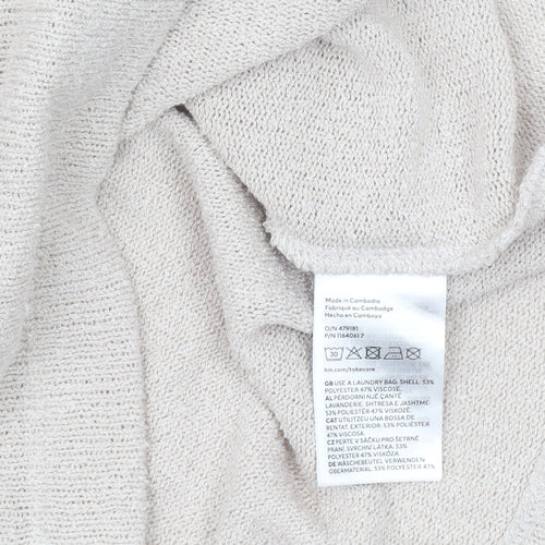 H&M Women Beige XS Short Sleeve Knit Polo Top
