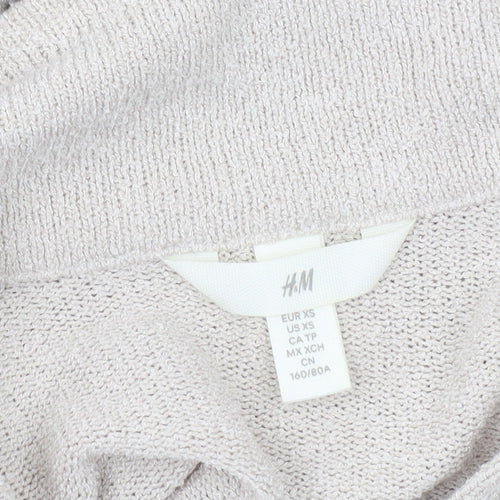 H&M Women Beige XS Short Sleeve Knit Polo Top