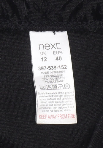 Next Womens Black Floral Leggings Size 12 Stretch Woven Casual