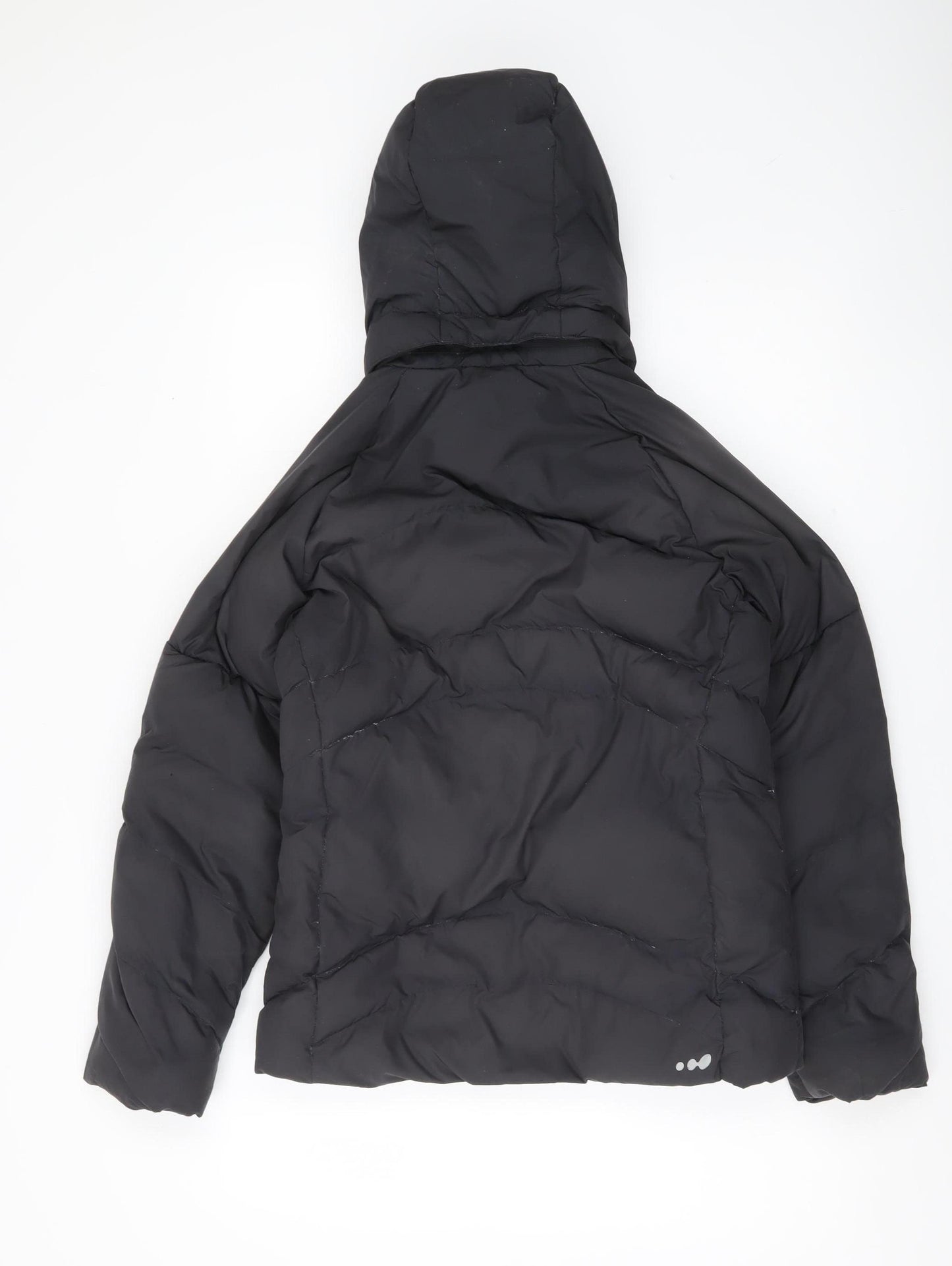 Wedze Women’s Black Puffer Jacket Coat Hooded Size 8 Winter Ski