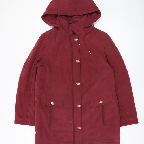 Anna Rose Women's Red Parka Coat Hooded Mid-Length Size S