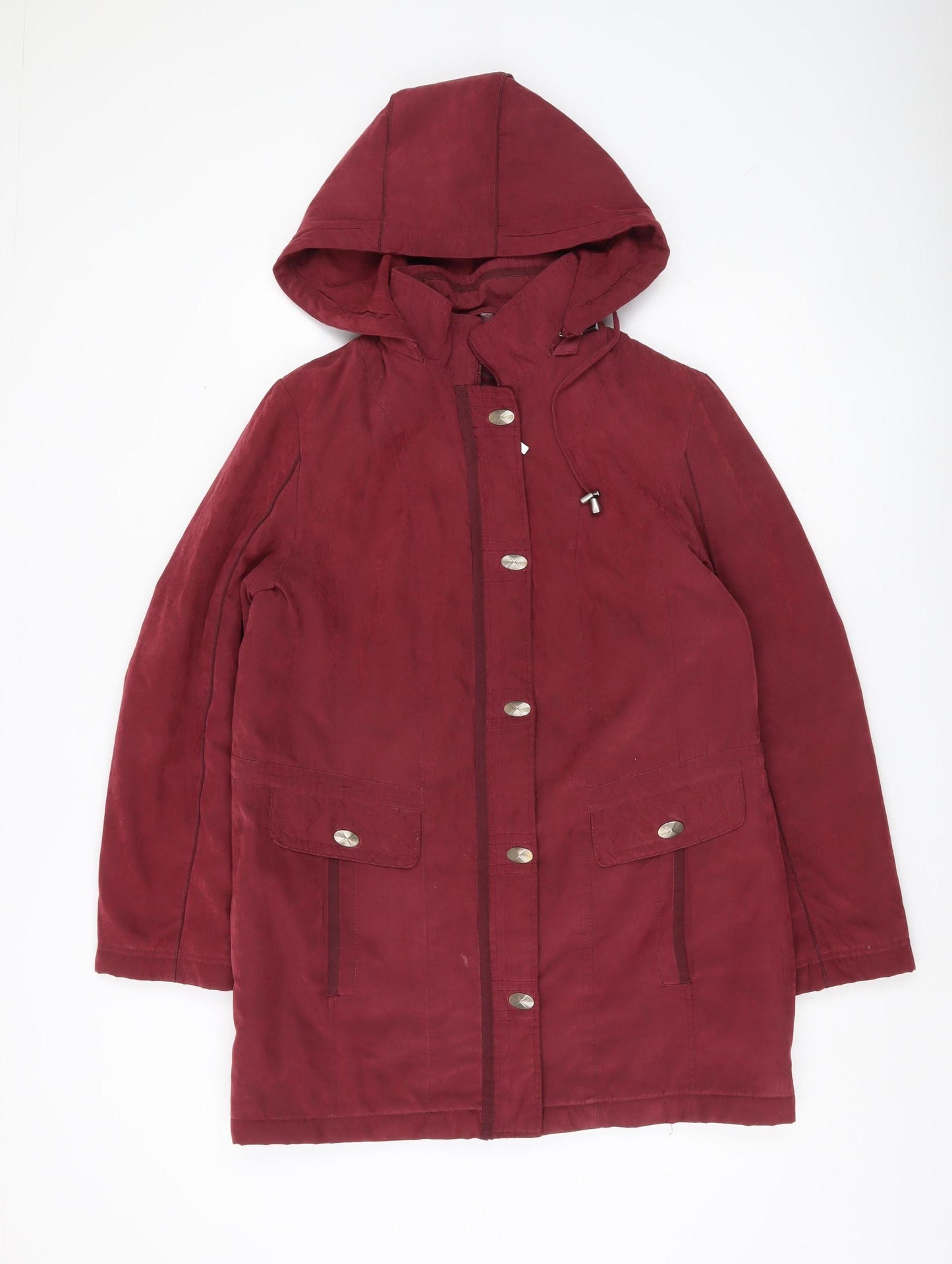Anna Rose Women's Red Parka Coat Hooded Mid-Length Size S