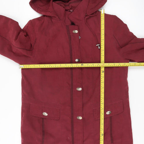 Anna Rose Women's Red Parka Coat Hooded Mid-Length Size S
