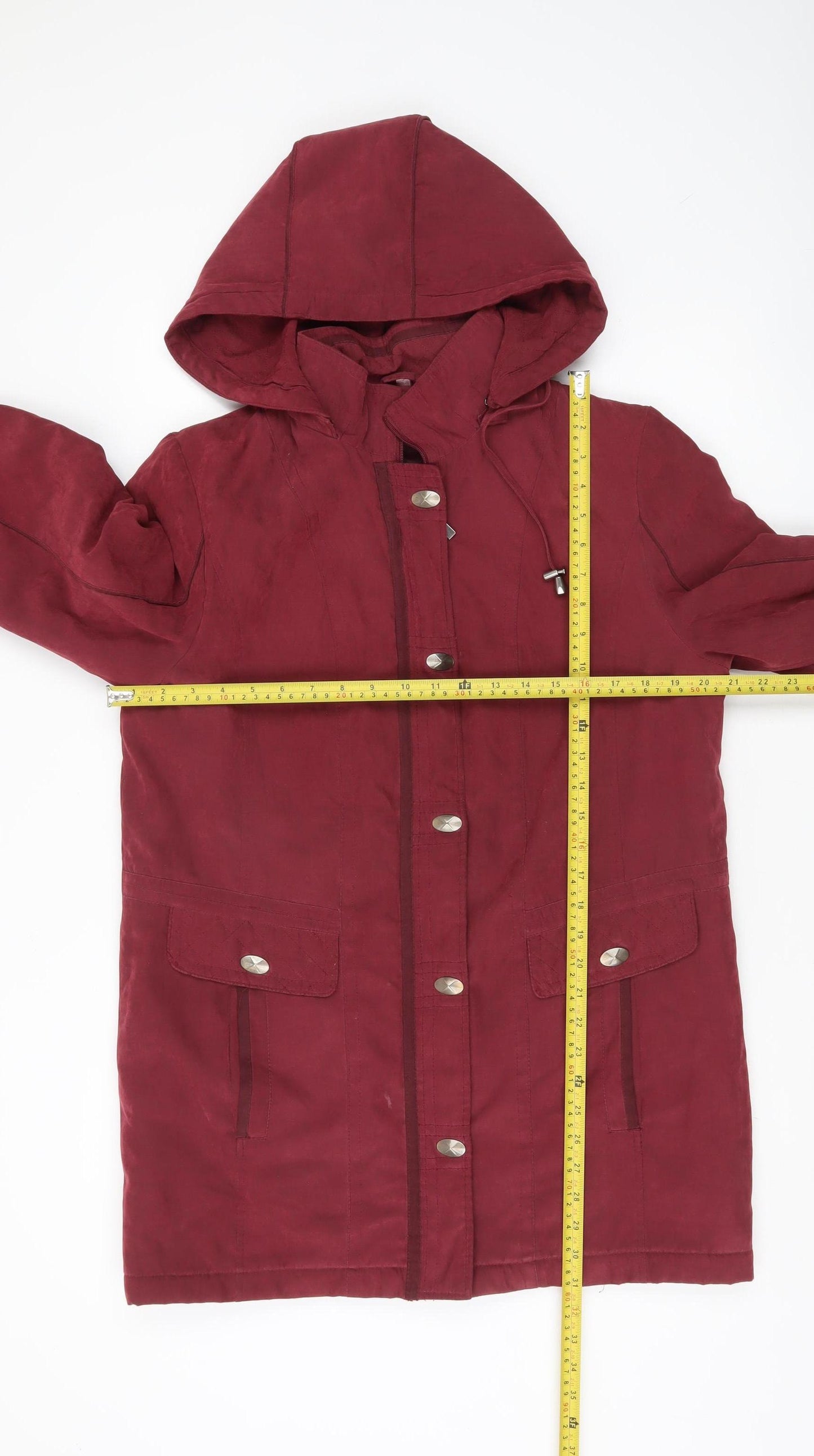 Anna Rose Women's Red Parka Coat Hooded Mid-Length Size S