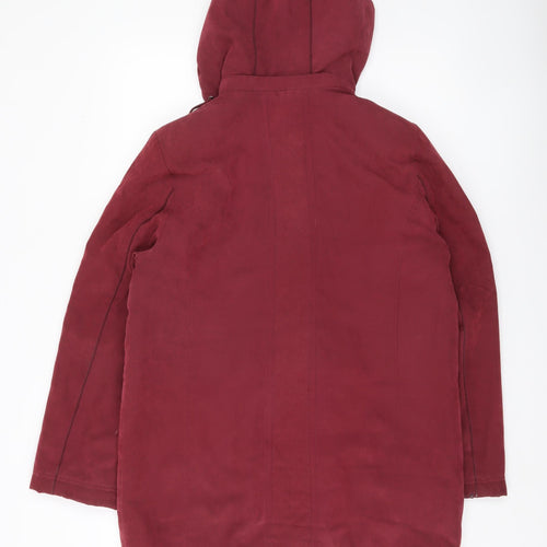 Anna Rose Women's Red Parka Coat Hooded Mid-Length Size S