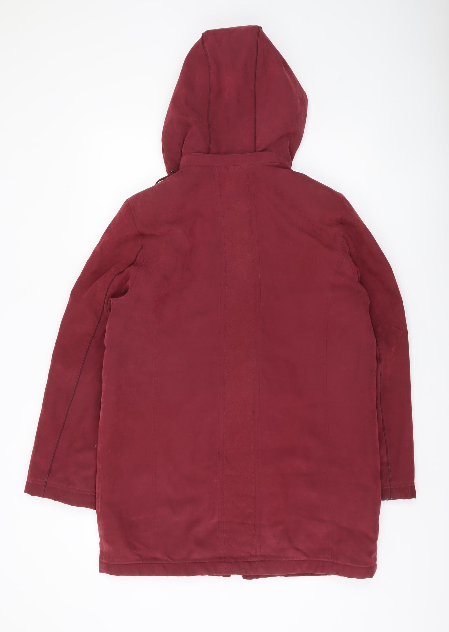 Anna Rose Women's Red Parka Coat Hooded Mid-Length Size S