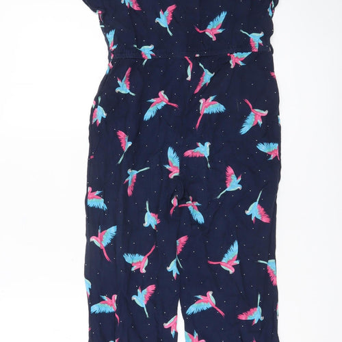 C&A Girls Blue Bird Print Sleeveless Jumpsuit Size 18 Plus Viscose