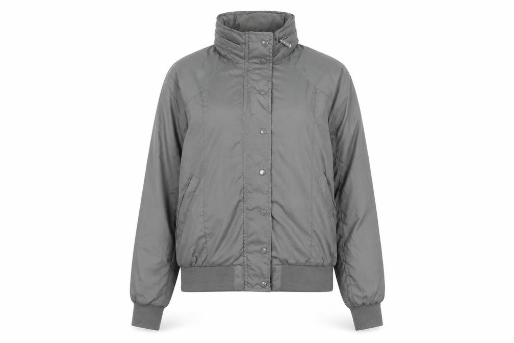 Front view of Sevenhill Women’s Grey Bomber Jacket XL Polyester Casual