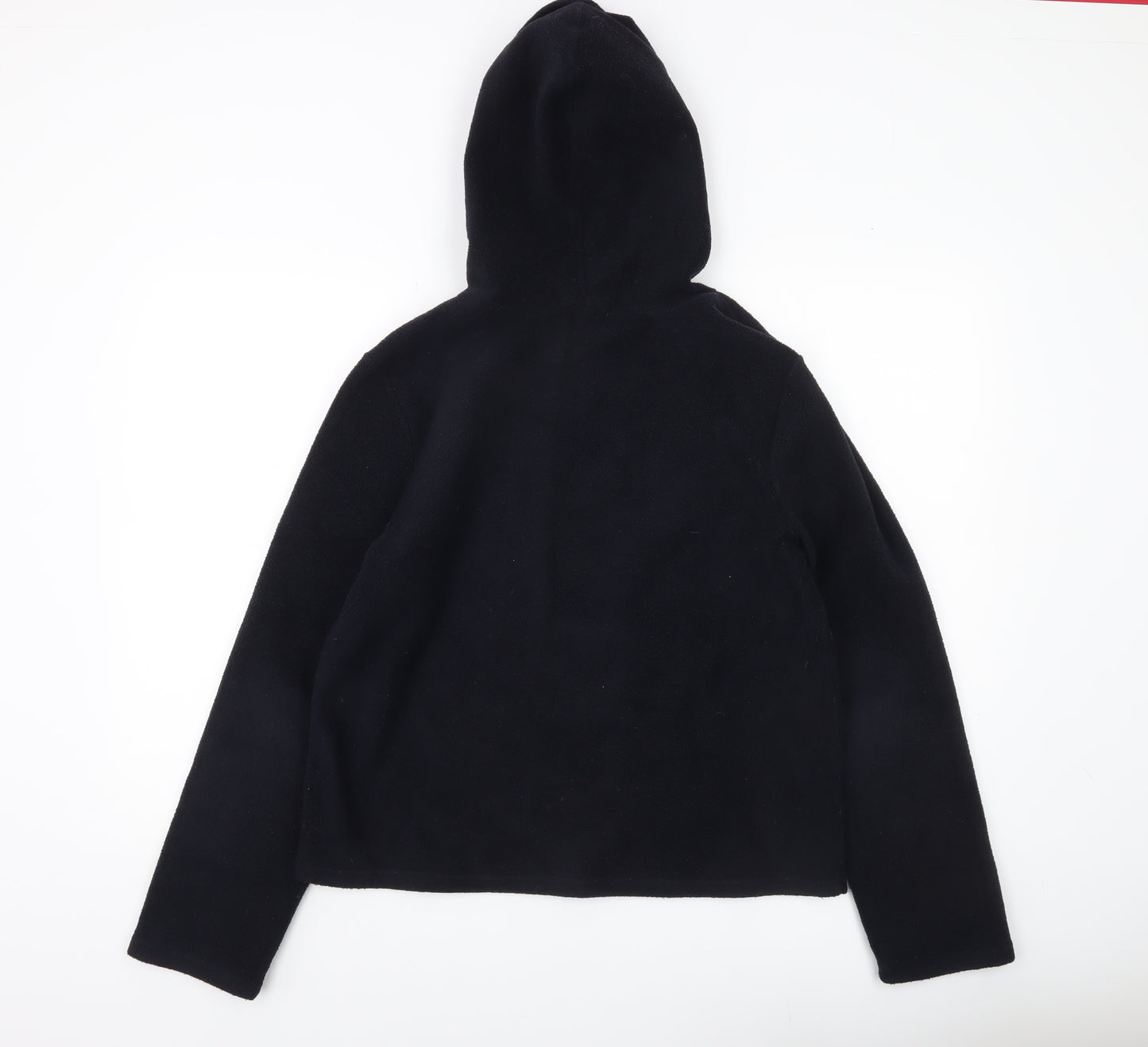 DKNY Womens Black Pullover Hoodie Fleece Sweatshirt Size L