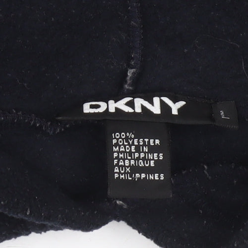 DKNY Womens Black Pullover Hoodie Fleece Sweatshirt Size L