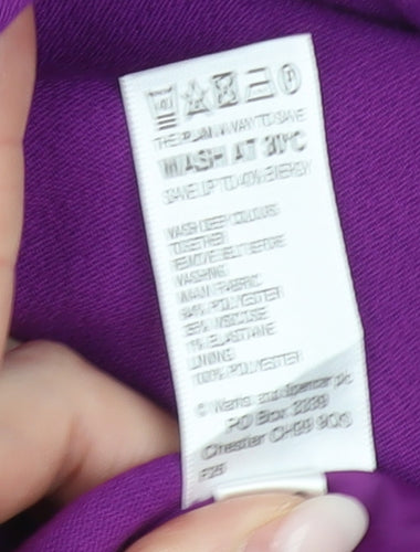 Marks and Spencer Womens Purple Sheath Dress UK 8 Belted Knee Length Workwear