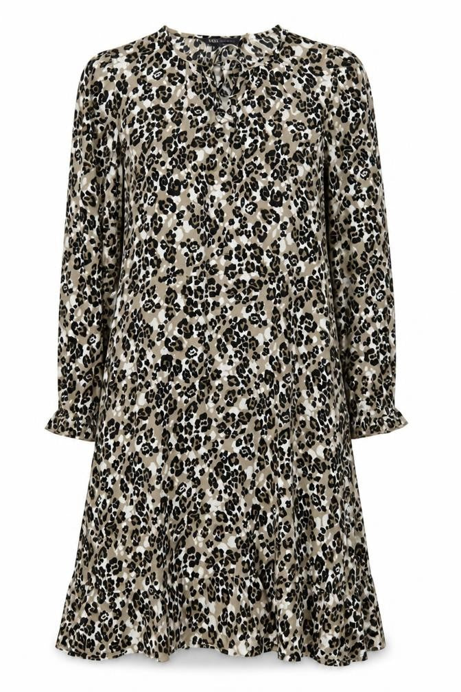 Front view of Marks & Spencer Women’s Multicoloured Leopard Print Shift Dress, size UK 14