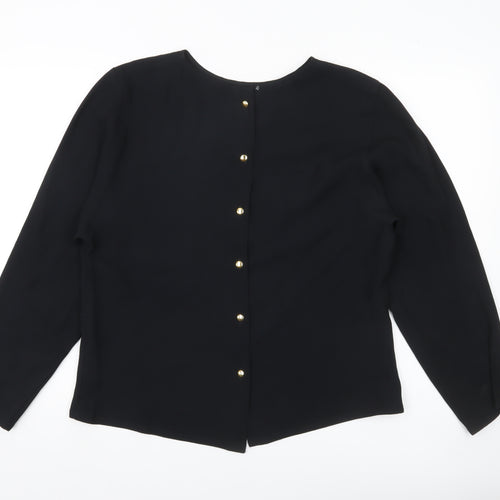 Windsmoor Womens Black Blouse Size 12 Long Sleeve Embroidered