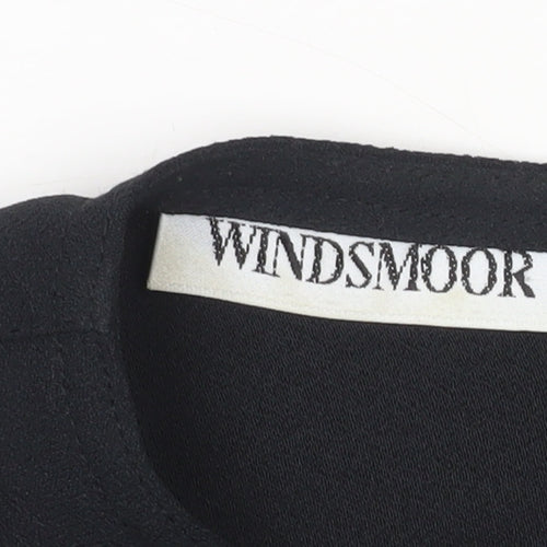 Windsmoor Womens Black Blouse Size 12 Long Sleeve Embroidered
