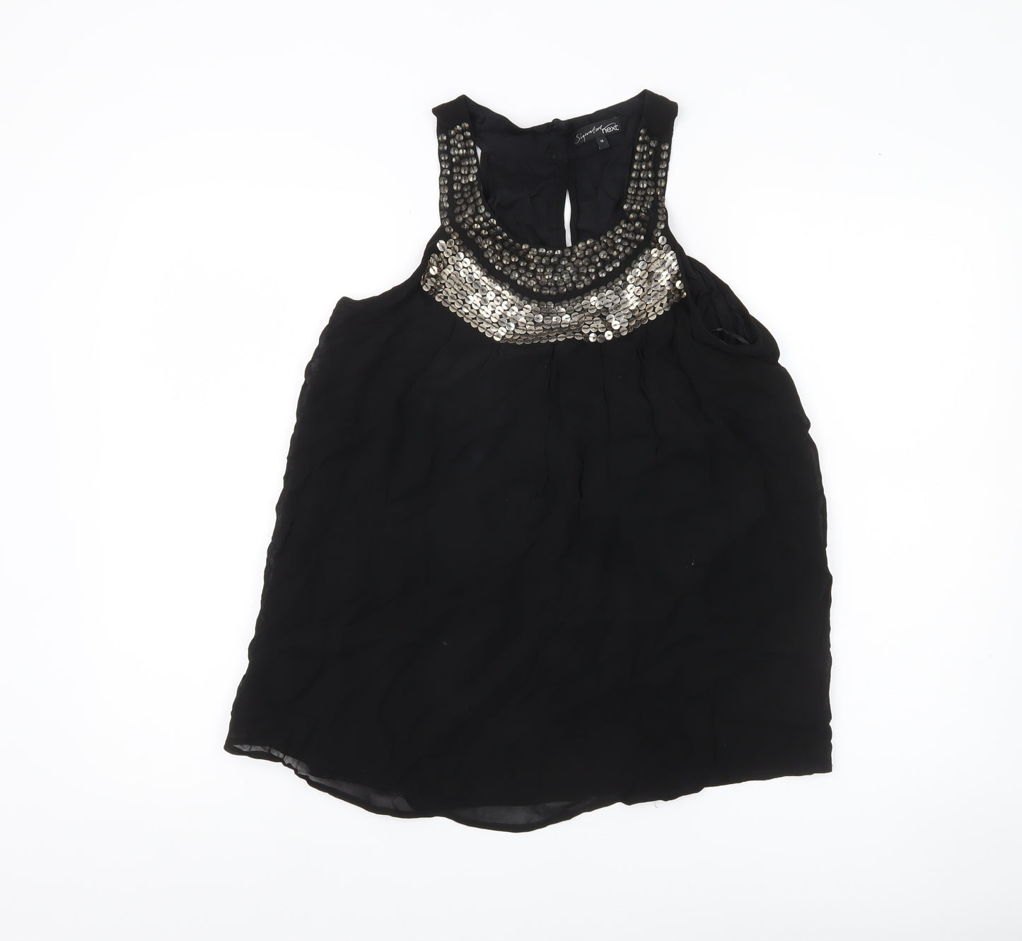 Next Women’s Black Sequin Embellished Sleeveless Tank Top Size 18