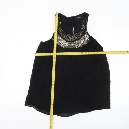 Next Women’s Black Sequin Embellished Sleeveless Tank Top Size 18