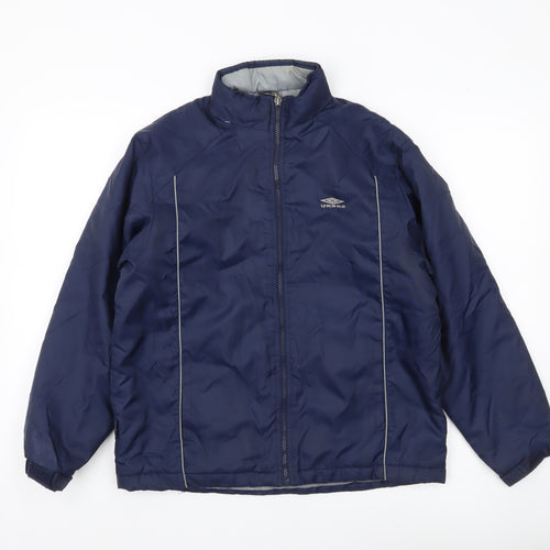 Umbro Boys Blue Puffer Jacket 11 Years Full Zip Padded Mid-Length Coat