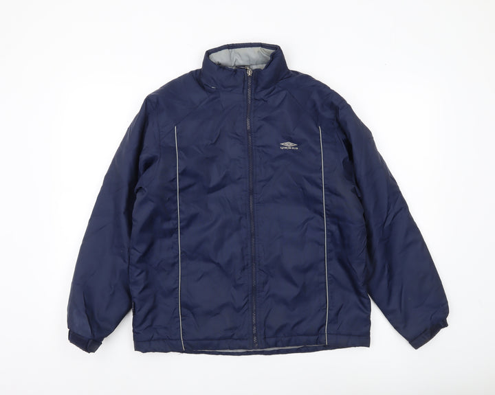 Umbro Boys Blue Puffer Jacket 11 Years Full Zip Padded Mid-Length Coat