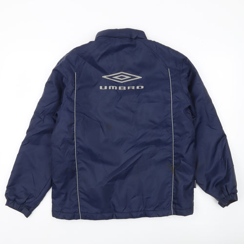 Umbro Boys Blue Puffer Jacket 11 Years Full Zip Padded Mid-Length Coat