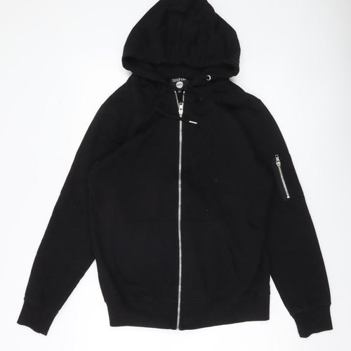 boohooMAN Men’s Black Full Zip Hoodie Size M Regular Fit Long Sleeve