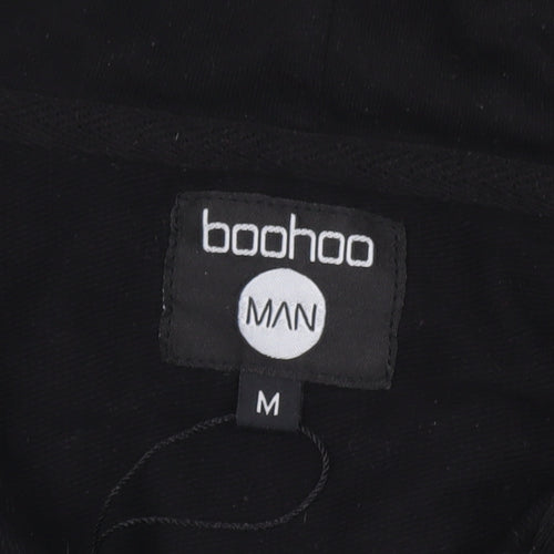 boohooMAN Men’s Black Full Zip Hoodie Size M Regular Fit Long Sleeve