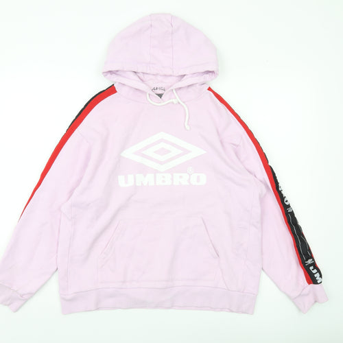 Umbro Womens Pink Pullover Hoodie L Logo Sportswear Cotton