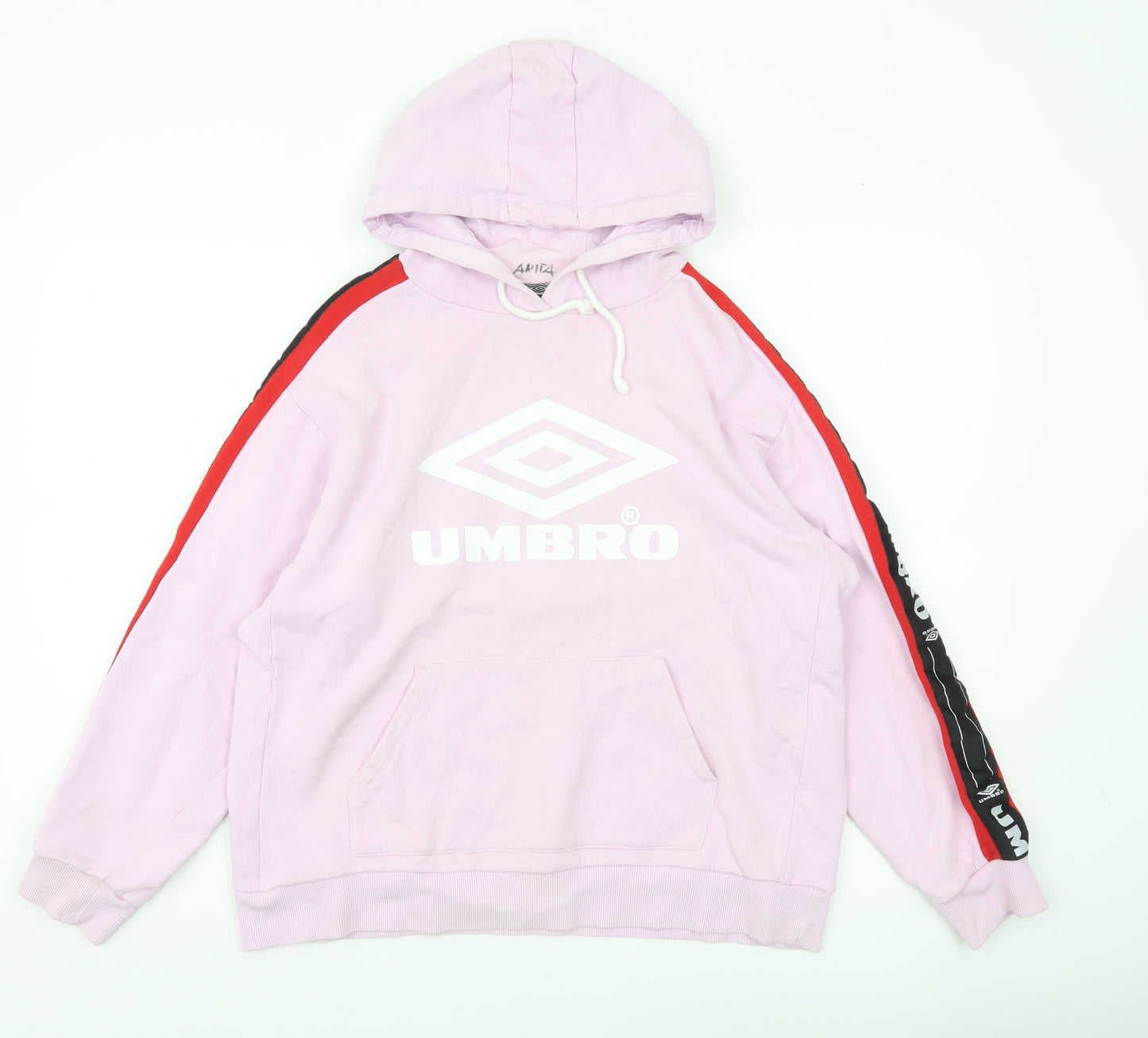Umbro Womens Pink Pullover Hoodie L Logo Sportswear Cotton