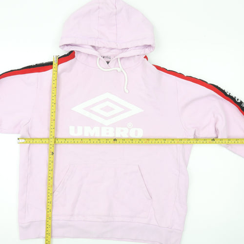 Umbro Womens Pink Pullover Hoodie L Logo Sportswear Cotton