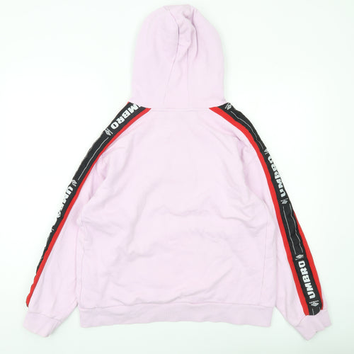 Umbro Womens Pink Pullover Hoodie L Logo Sportswear Cotton