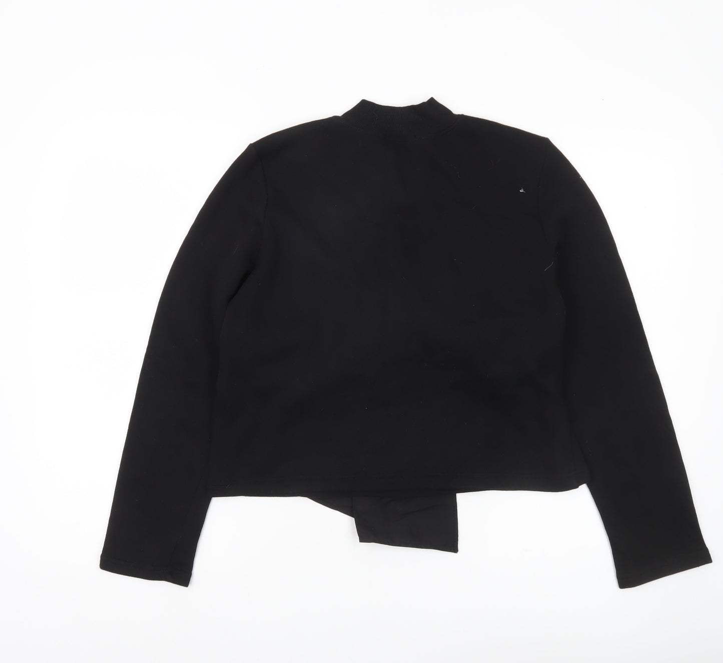 Zara Women Black Long Sleeve Bow Accent Blouse Size S