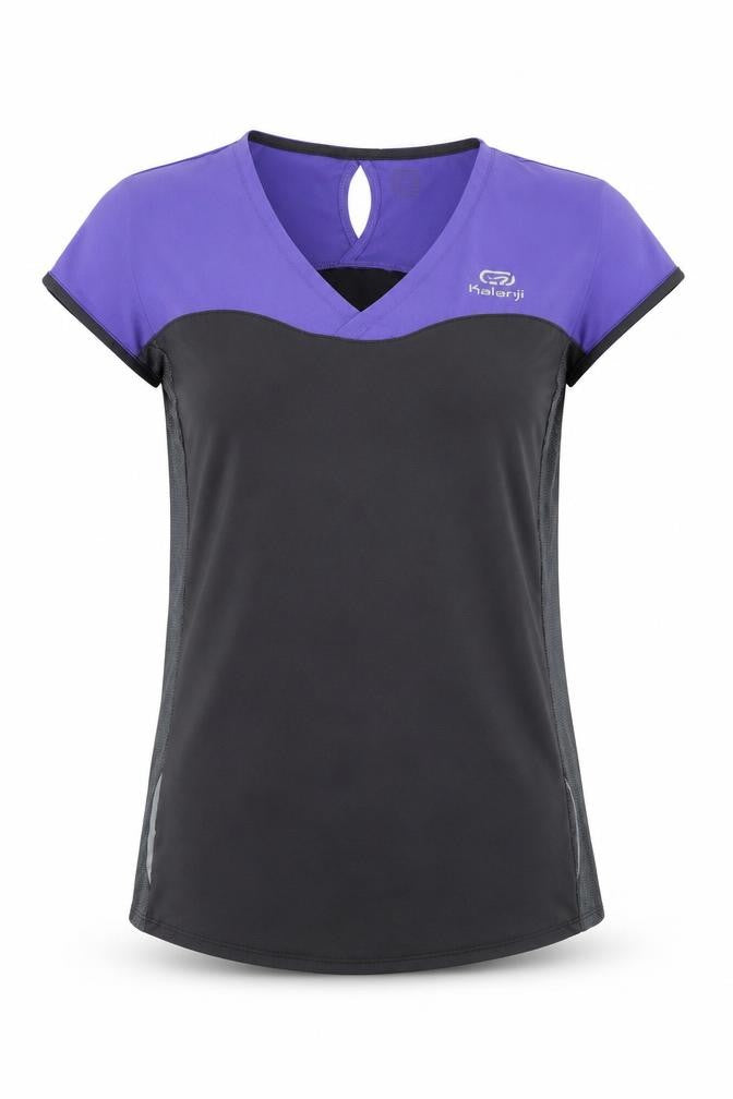 Kalenji Womens Purple Black 2XS Running T-Shirt Athletic Fit