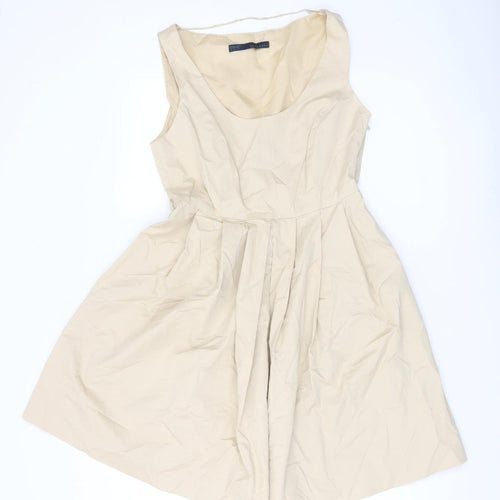 Zara Basic Women’s Beige A-Line Sleeveless Knee Length Dress Size 10