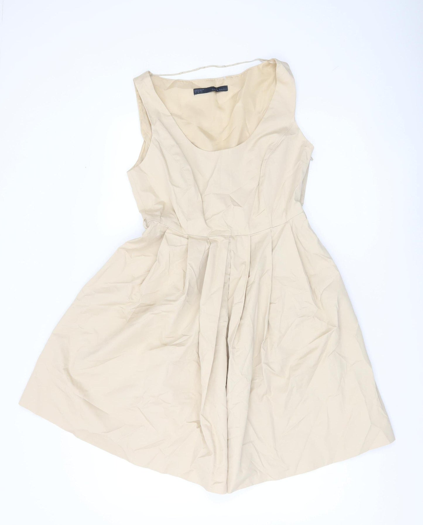 Zara Basic Women’s Beige A-Line Sleeveless Knee Length Dress Size 10