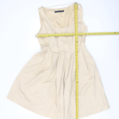 Zara Basic Women’s Beige A-Line Sleeveless Knee Length Dress Size 10