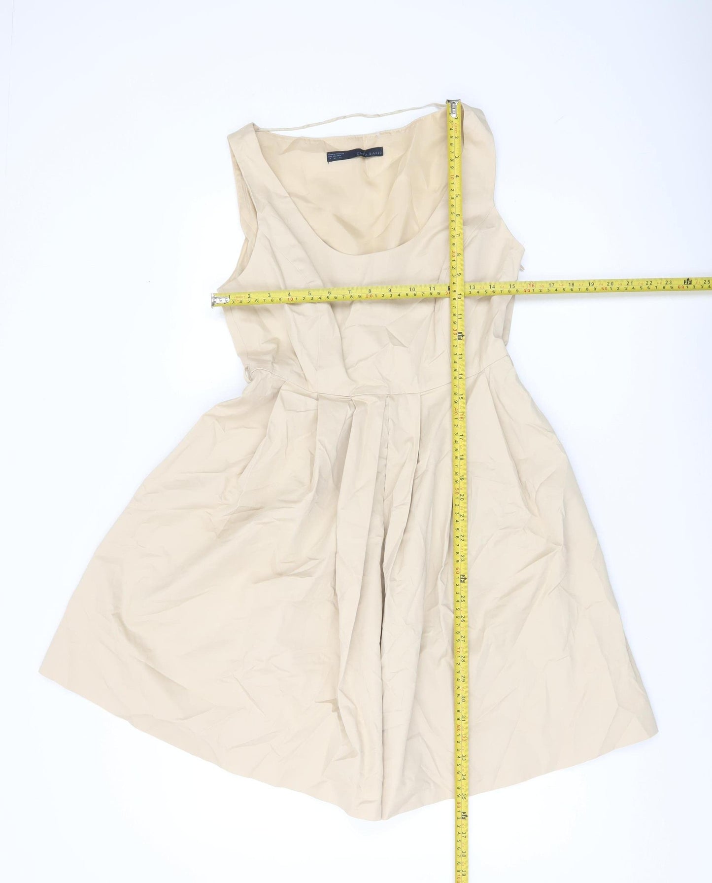 Zara Basic Women’s Beige A-Line Sleeveless Knee Length Dress Size 10