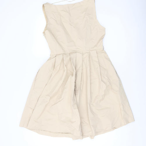 Zara Basic Women’s Beige A-Line Sleeveless Knee Length Dress Size 10