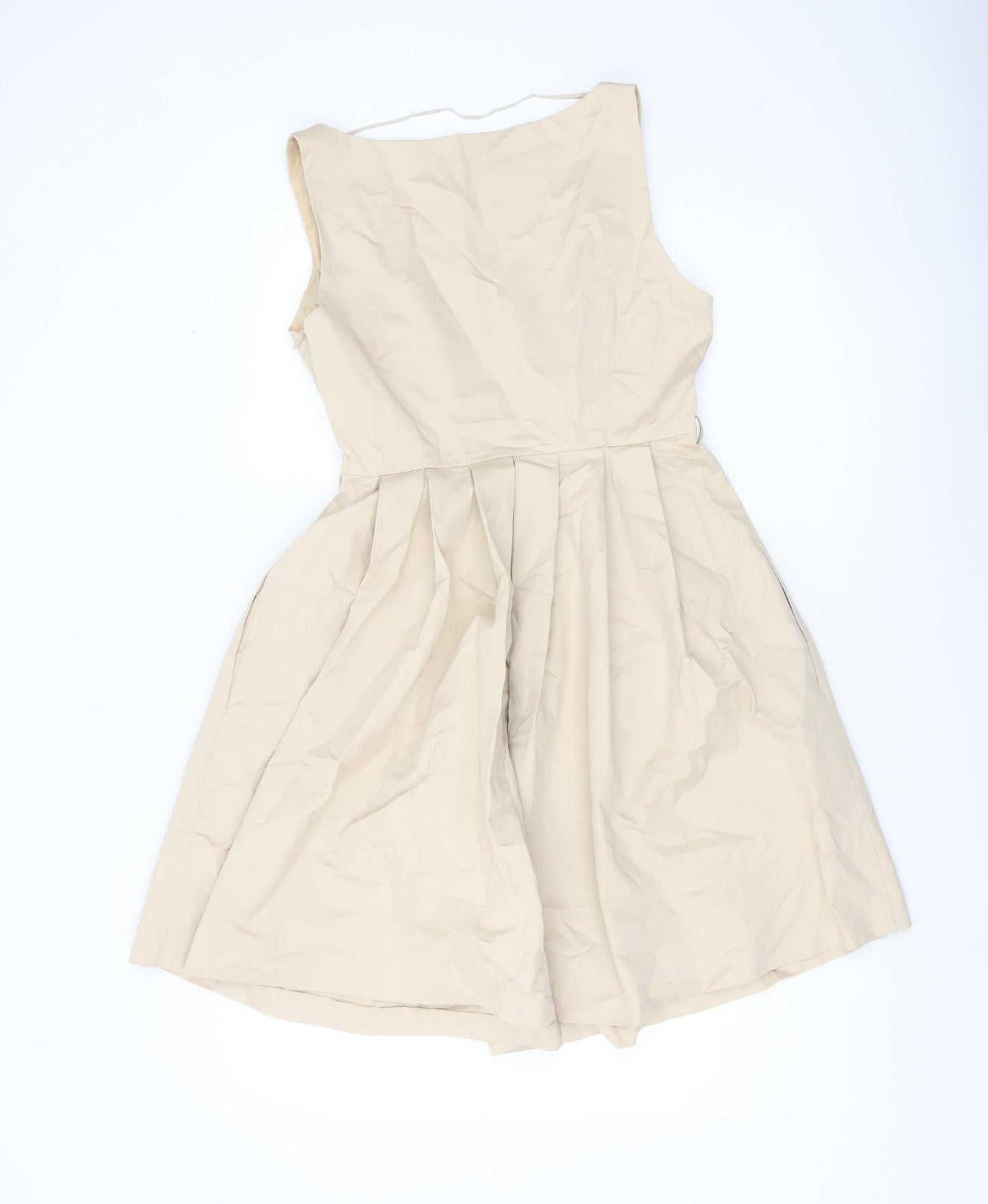 Zara Basic Women’s Beige A-Line Sleeveless Knee Length Dress Size 10