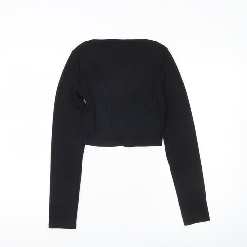PrettyLittleThing Women’s Black Size 10 Cropped Long Sleeve Hook Top