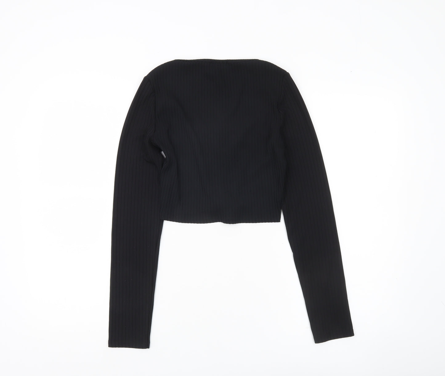 PrettyLittleThing Women’s Black Size 10 Cropped Long Sleeve Hook Top