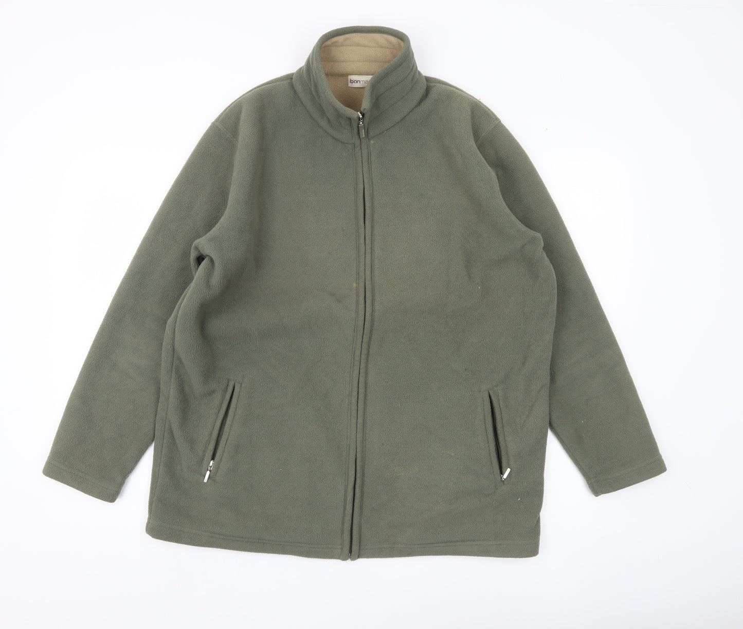 Bonmarché Mens Green Fleece Jacket Size M Regular Fit Full Zip