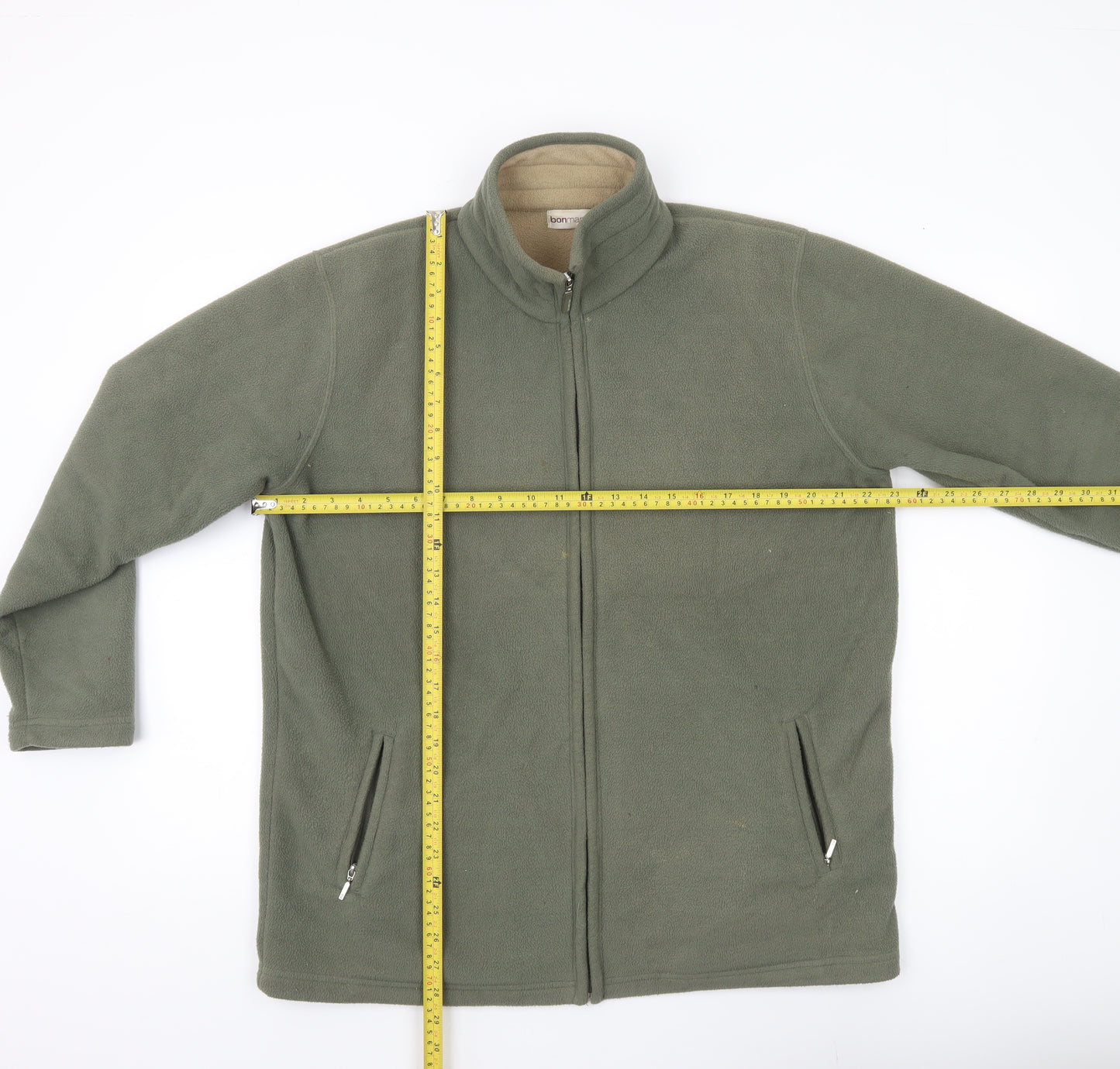 Bonmarché Mens Green Fleece Jacket Size M Regular Fit Full Zip