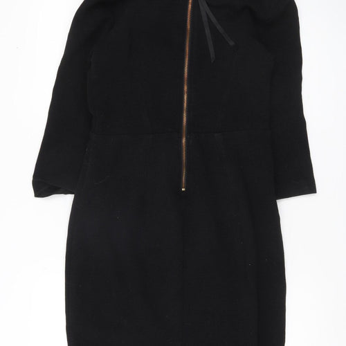 Boden Women Black Sheath Knee Length Dress Size 10 3/4 Sleeve Lined
