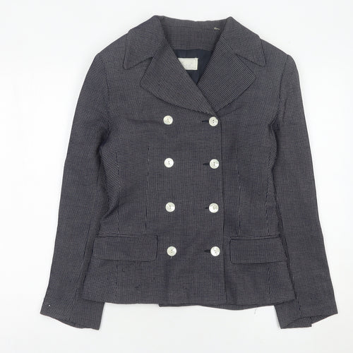 Class Womens Blue Size 12 Double-Breasted Wool Suit Jacket